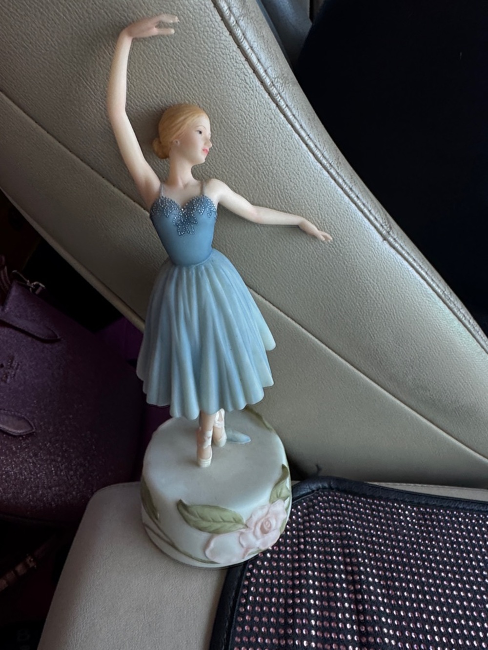 10” Vintage Blue Ballerina Figurine Decorative Accent Music Wind-Up